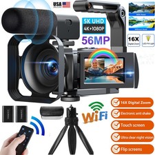 5K Camcorder Video Camera Dual Lens WiFi Night Vision YouTube Vlogging Camera US