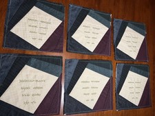 Crazy quilt Row Set Of 6 Unfinished Quilt Squ...