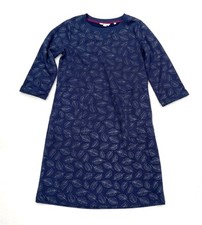 Boden Womens Hannah Sweatshirt Dress 10R Navy Leaf Print Sparkle Pockets Cotton