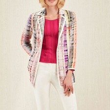 Carlisle Collection Colorful Tweed One Button Blazer Jacket Size 6