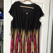 Tahari ASL Women's Purple Printed Midi Dress Plus Size 24W Black Sleeveless NWT