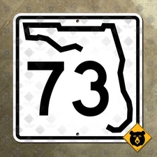Florida State Road 73 highway route marker sign 1980 Marianna Chipola 12x12