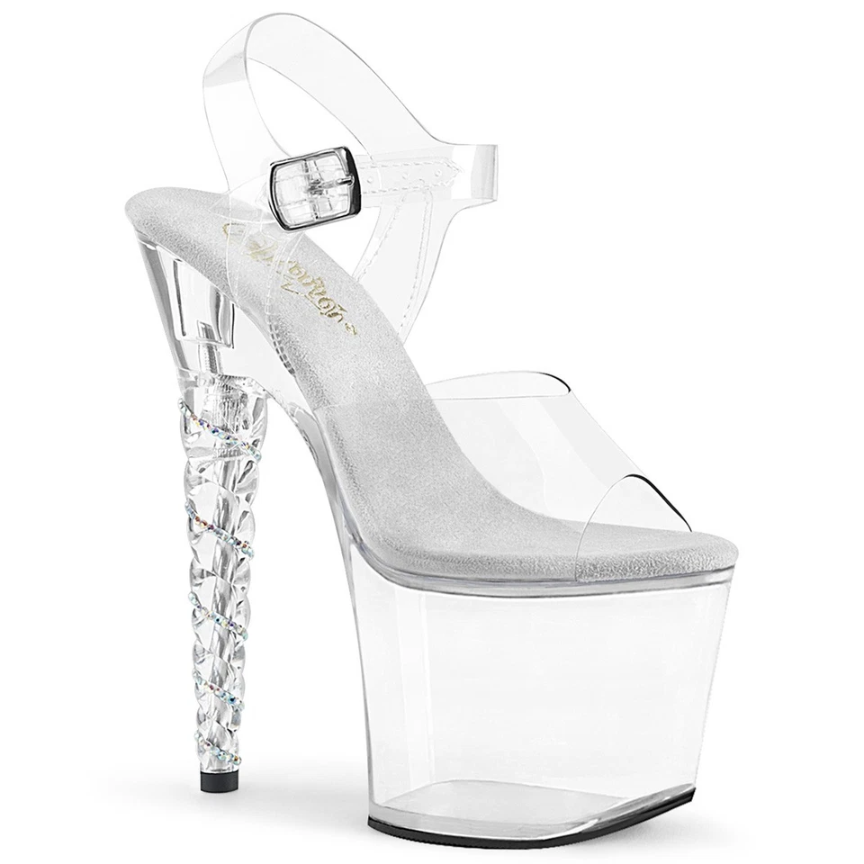 Sale UNICORN-708RSH Pleaser sexy Sandalette Einhornabsatz klar Spiral Glitter 41 - Bild 1 von 1