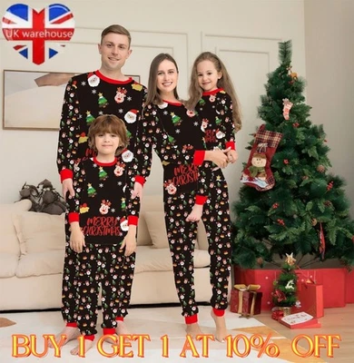 Family Matching Christmas Pyjamas Adult Kids Baby Xmas Nightwear Pajamas Pjs Set