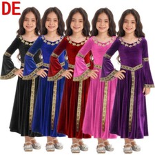 DE Freebily Mädchen Mittelalterliches Kostüm Halloween Langarm Renaissance Kleid