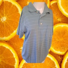Saddlebred Light Blue Striped Easy Care Polo Size Medium