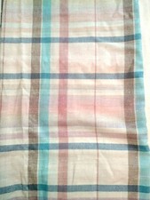 Windowpane Check Plaid Cotton Fabric 64" x 57" Pink Blue Brown Off White 1 PC.