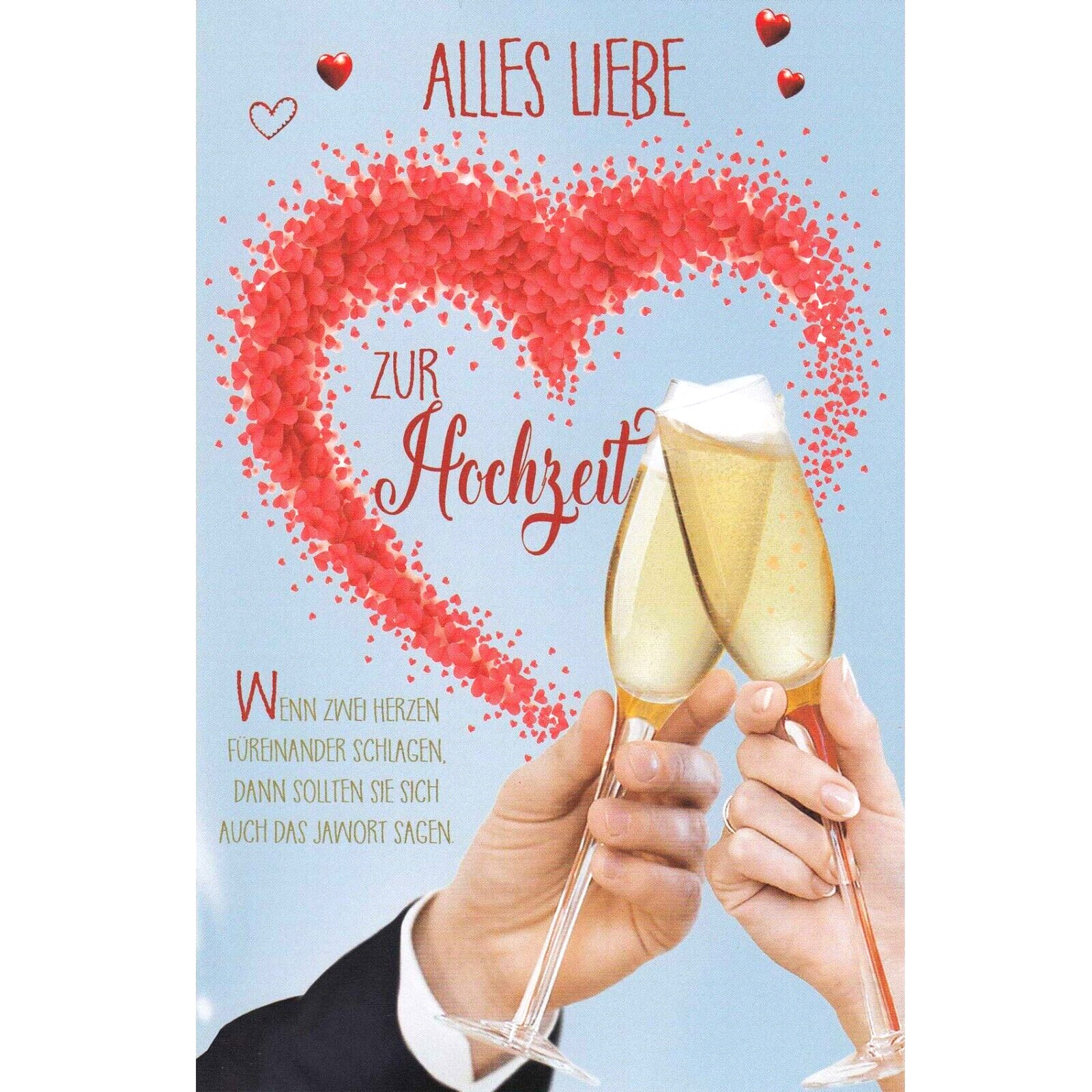 Glückwunschkarte Karte Glückwunsch Hochzeit Heirat Grußkarte Sektglas Herz