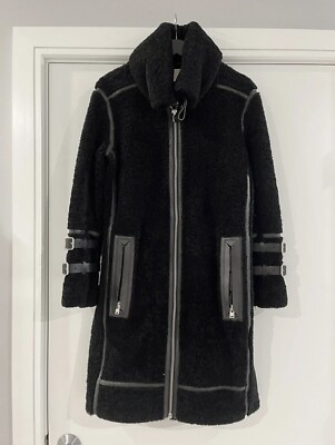 IRO Kerry Lamb Shearling Leather Fur Coat Jacket Sz 34 S XS