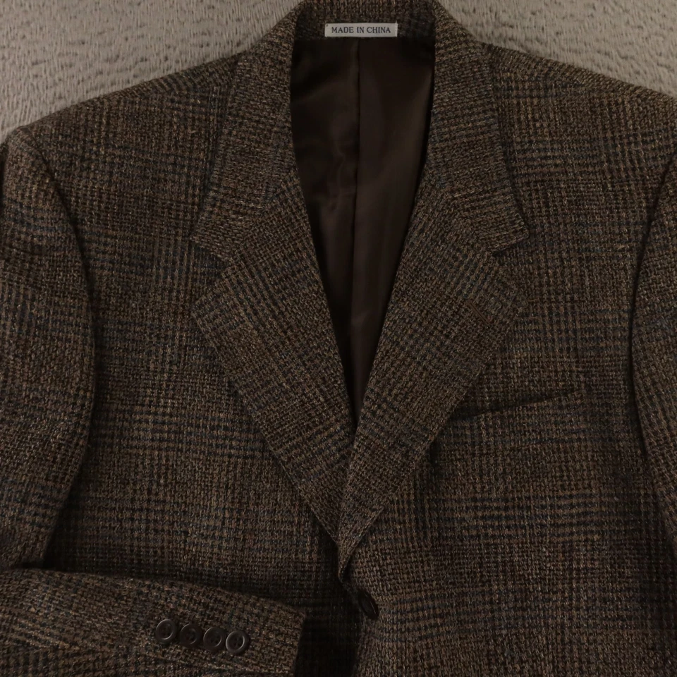 Tweed Jacket M MT Gray Prince of Wales Check Glen Plaid Silk Wool Blazer 42L - Image 2 of 4