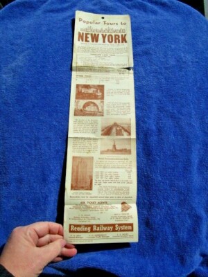 1940 READING LINES Popular Tours NYC Vintage Train Flyer READING RAILWAY SYSTEM