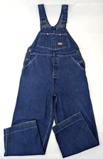 Vtg OshKosh B'Gosh Blue Denim Bib Overall Vestbak Sanforized, 36X27 (Hemmed)