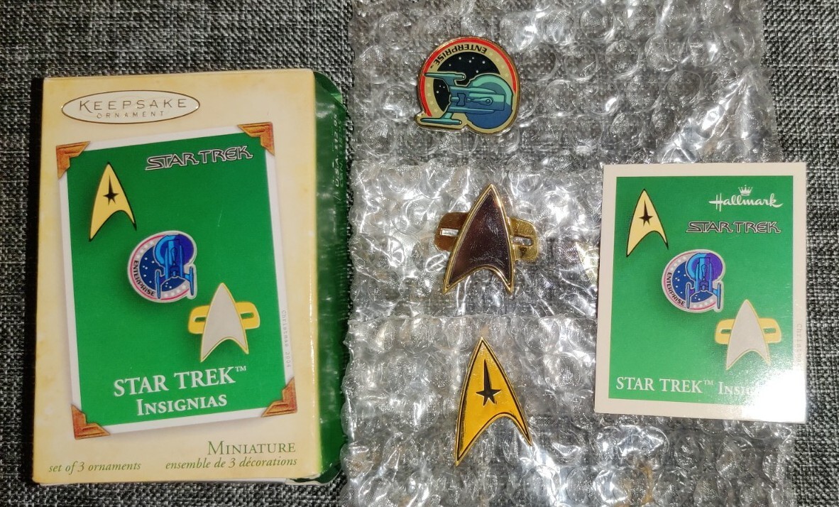 Hallmark Keepsake Set of 3 Ornaments Star Trek Miniature Insignias