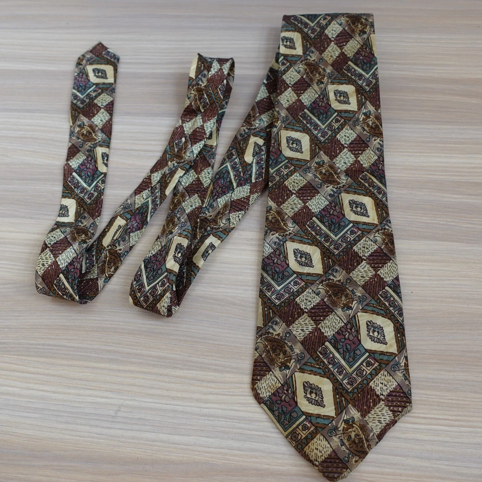 Corbata de cuello Valentino para hombre medallón artista arte seda flor retazos arte gráfico Foto 4 de 4