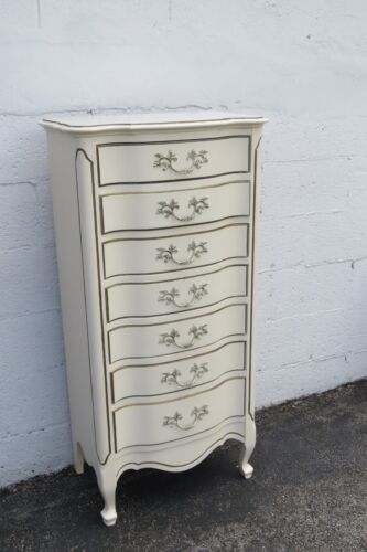 French Shabby Chic Painted Tall Narrow Lingerie Jewelry Chest 5036 - Picture 1 of 9