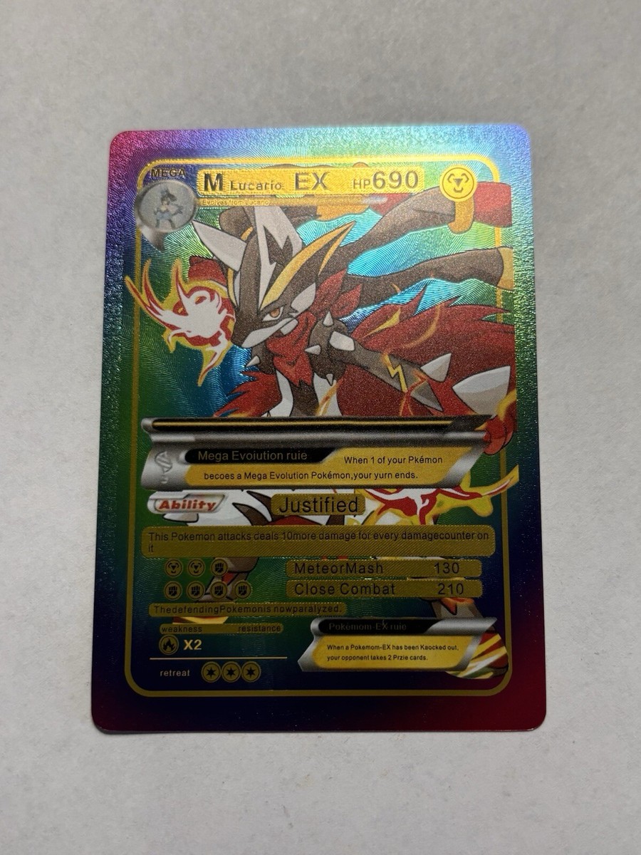 Mega M Lucario EX Hp690 Rainbow Foil Fan Art Display Card NM/M | eBay