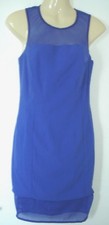 Women's Definitions Blue Mesh Voile Bodycon Sleeveless Dress 8 UK