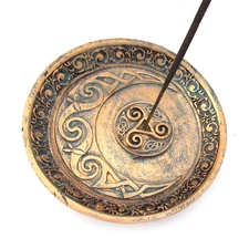 Crescent Moon and Triskelion Incense Burner - 5 Inches - NEW