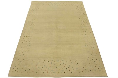 Gabbeh Rug 6 7  x 7 6  Ivory Wool Contemporary Hand-Knotted Area Carpet