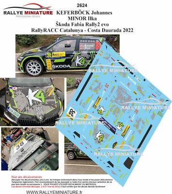 Décalcomanies 1/18 Skoda Fabia Rally Catalunya 2022 Pilote Keferböck - Référence 2624