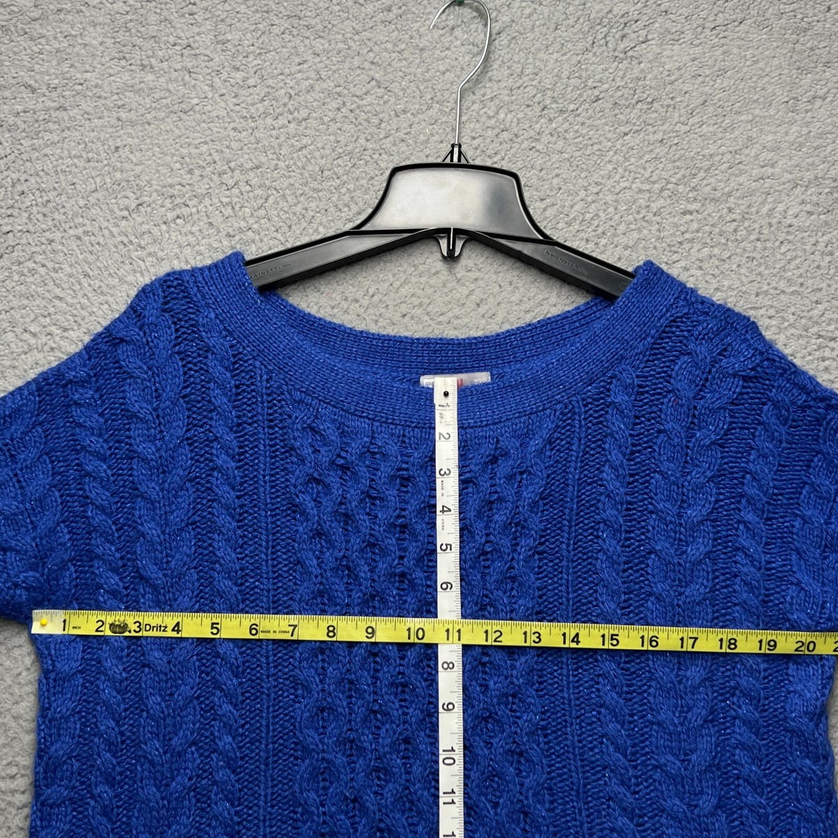 Vintage JC Penny Sweater Womens Medium Blue Wool Blend Cable Knit 