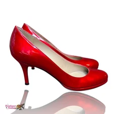 Stuart Weitzman Burgundy Patent Leather Round Toe Pumps Size 7.5M
