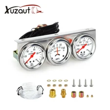 Universal 2" Triple Gauge Set Oil Pressure PSI Amps Water Temp Temperature Meter