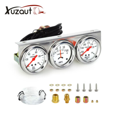 #ad #ad Universal 2quot; Triple Gauge Set Oil Pressure PSI Amps Water Temp Temperature Meter $23.29
