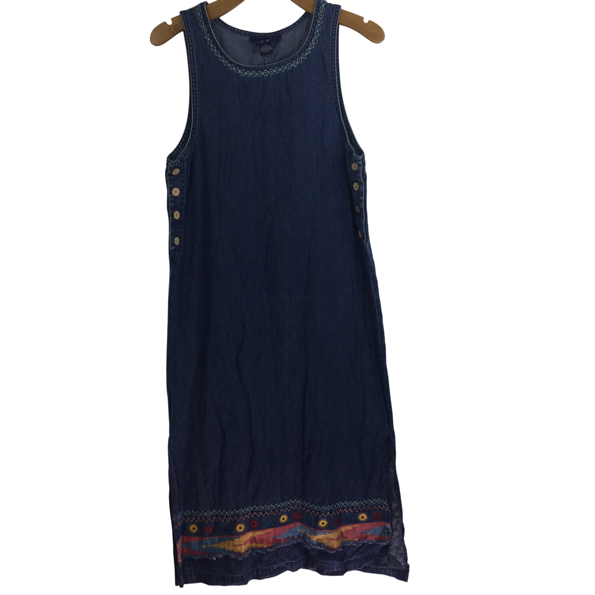 original ty wear denim dress Original Ty Wear Denim 52 Maxi Dress Womens Size 2X Blue short sleeve side slit