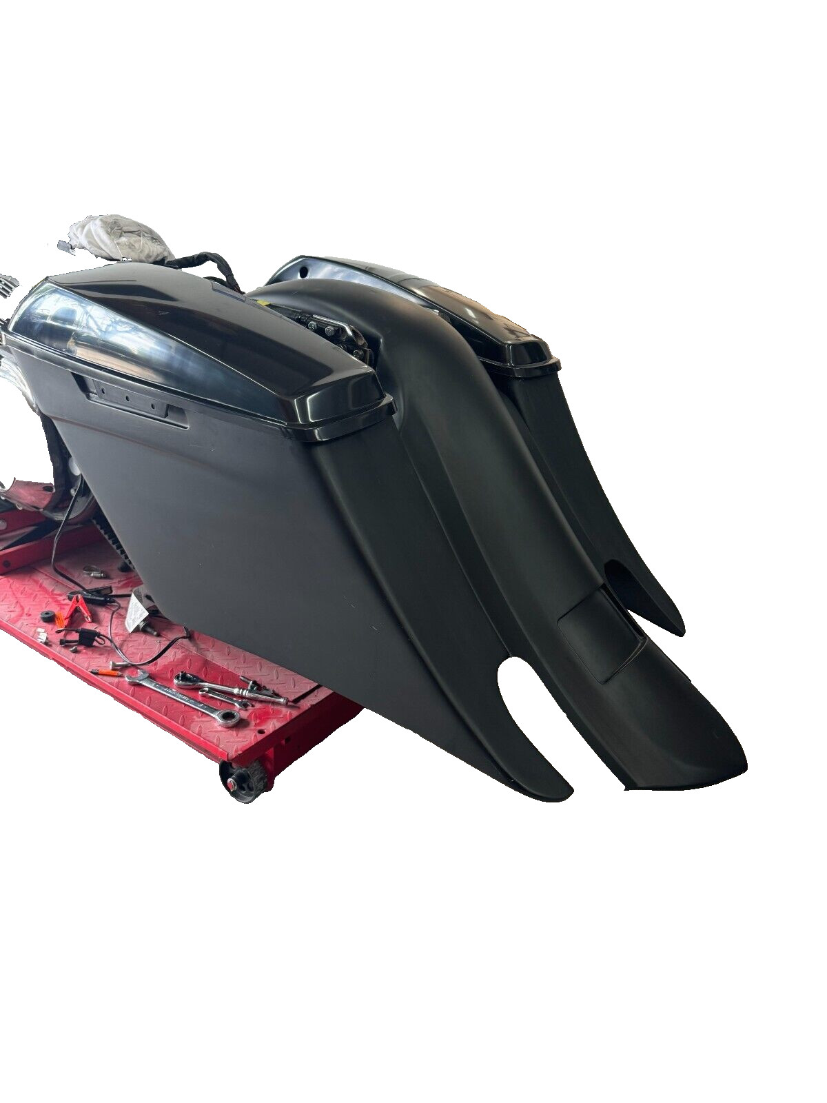 Harley Fiberglass Stretched  Flh Touring Bagger Saddlebags Down And Out 5/10