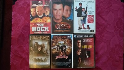 6 VHS Jumanji, Outbreak, Herr der Ringe, Operation Broken Arrow, The Rock