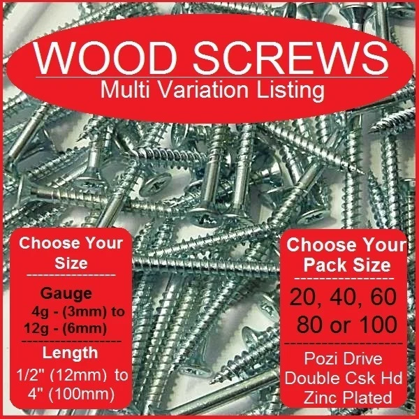 No.6 8 10 & 12 WOODSCREWS WOOD SCREWS TWIN THREAD POZI PZ COUNTERSUNK CSK