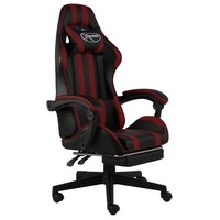 Ergonomischer Gaming BüRostuhl Mit FußStüTze Schwarz Weinrot Kunstleder