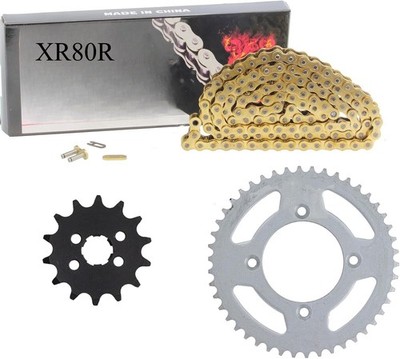 Drive Chain & Sprocket Kit for Honda XR80R 1985-2003 CRF80F 2004-2013 Gold