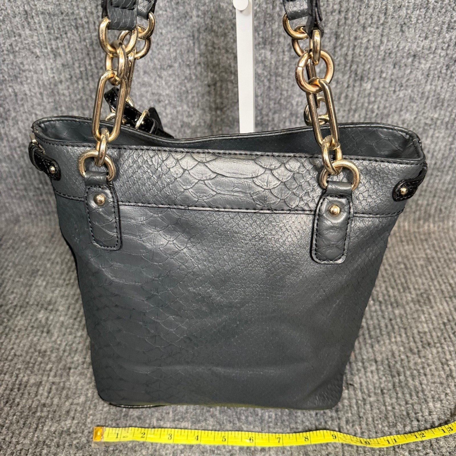 Y2K Guess Gray Croc Tote Bag Purse Big G Logo Charm M… - Gem
