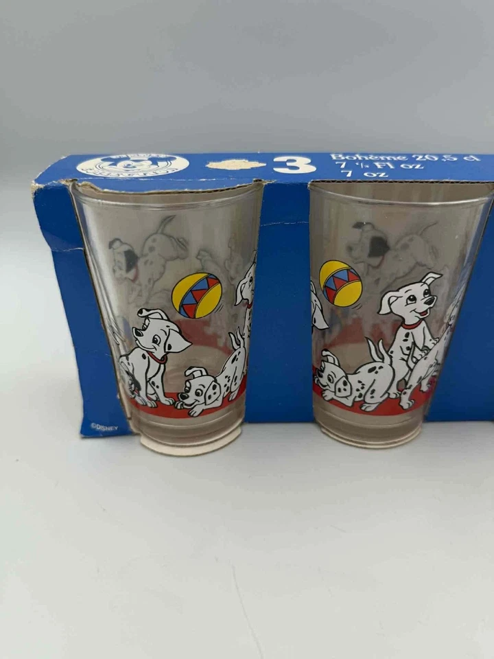 Vintage Disney 101 Dalmations Drinking Glasses. Complete set of 3. Boxed. Collec - Image 2 of 4