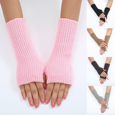 Knitted Sleeves Wristband Fingerless Warm Arm Sleeves Half-finger GlovesFemale