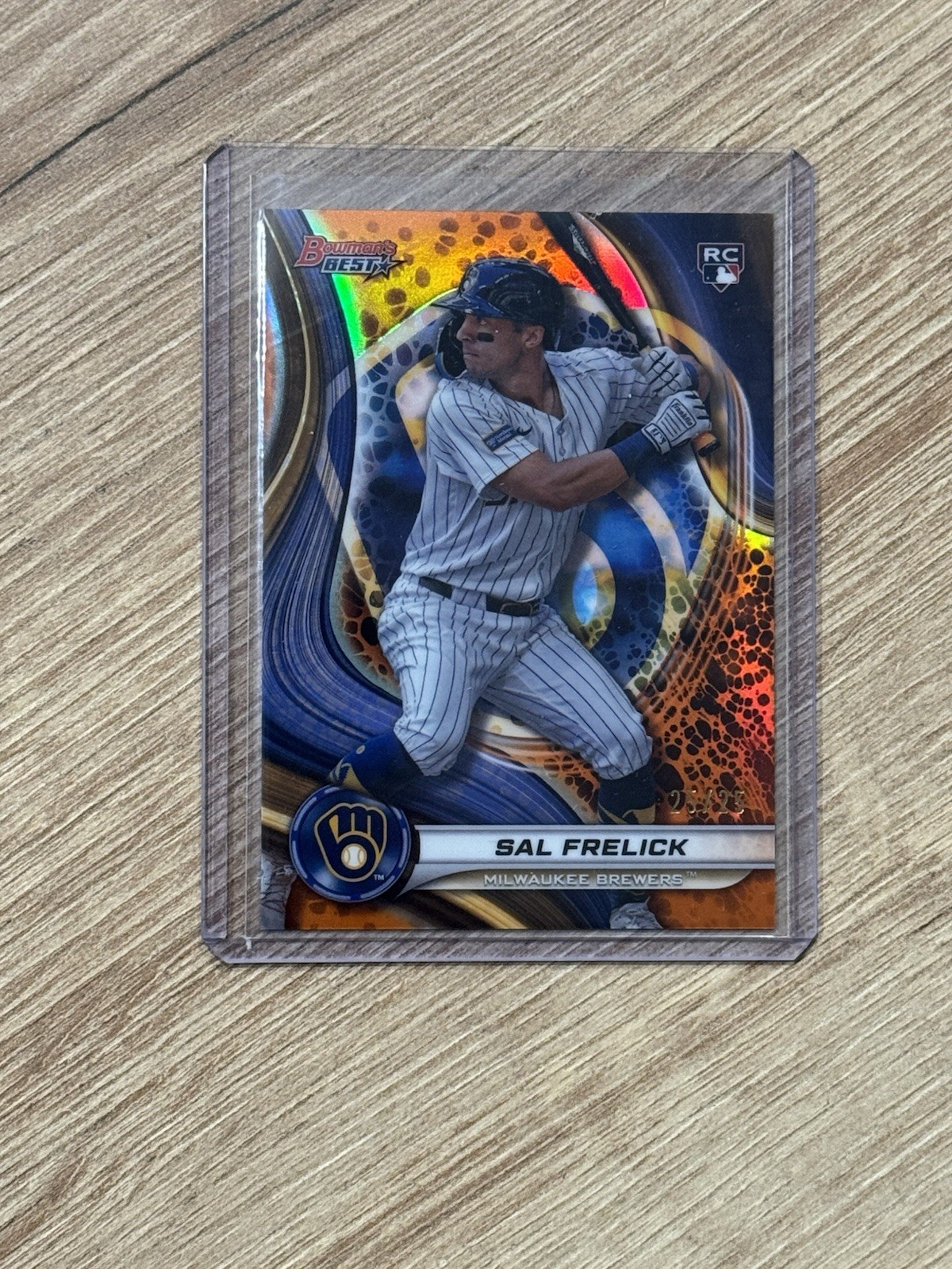 2024 Bowmans Best Sal Frelick Orange Refractor RC /25 Milwaukee Brewers #37