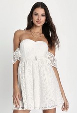 Lulus White Lace Off The Shoulder Mini Dress Size XL NWT