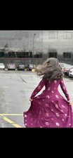 INDIAN TRADITIONAL: Floral Long-Sleeve Maxi Dress in Purple. GOWN LIKE FLOW