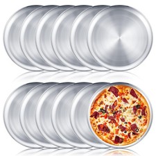 Honeydak 12 Pcs Stainless Steel Pizza Pan 13 Inch 13 inch/33.02 cm, Silver 