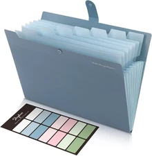 Expanding File Organizer with 8 Pockets, Accordion File Folders with Labels, Por