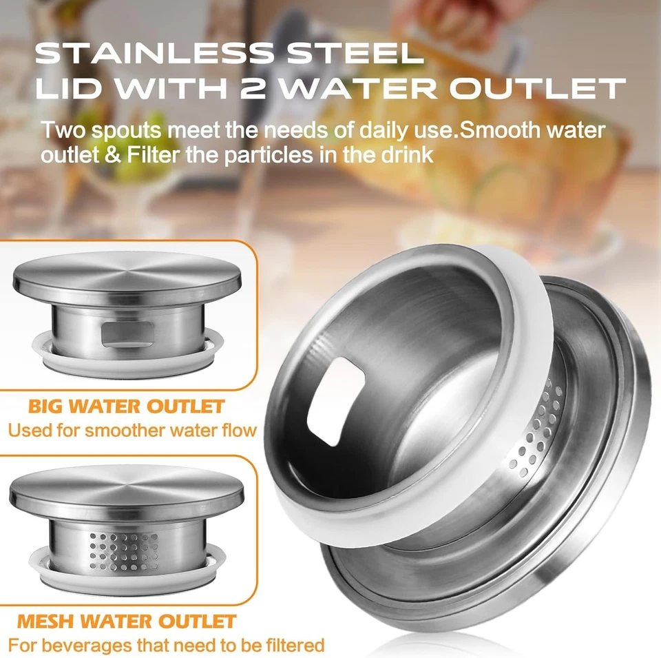 2 Pack 2 Liters/68 Oz Square Glass Pitcher with Lid and Handle for Fridge, Iced - Image 4 of 4