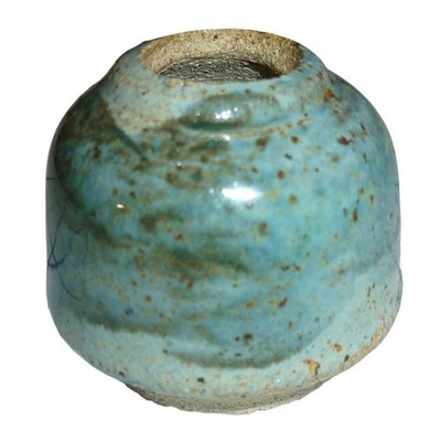 Handmade Studio Pottery Miniature Bud Vase Blue Green Speckled Glaze 1.5 Inch