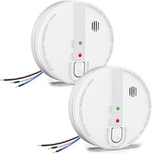 Wired Interlinked Smoke Alarm with LED Indicator and Silence Button (2-Pack)