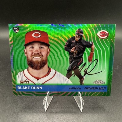 Blake Dunn 2025 Topps Chrome Platinum #322 RC Green Vibrations Refactor /99 Reds