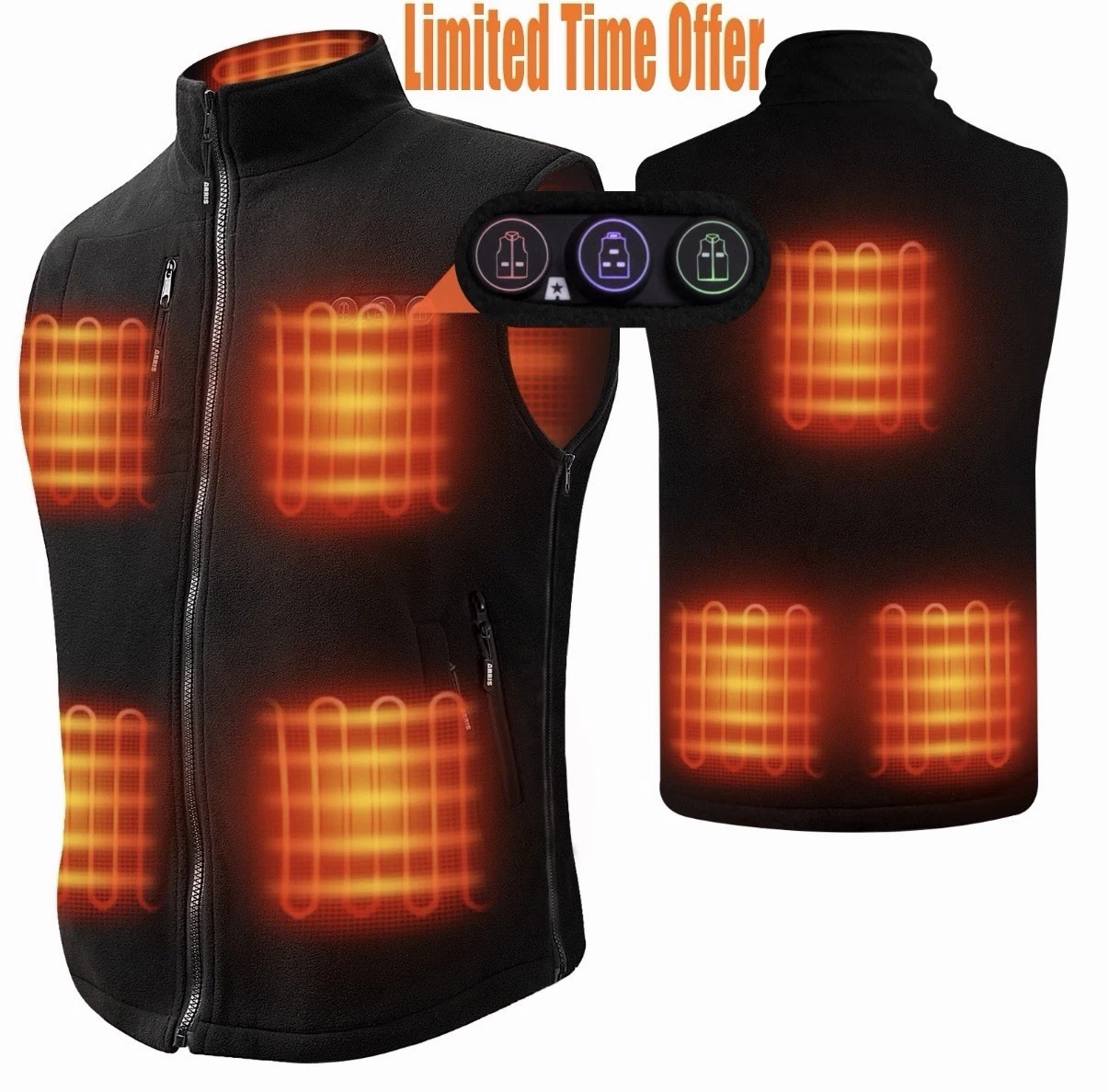 ARRIS Heated Fleece Vest Unisex Adjustable Size with Battery Pack and charger