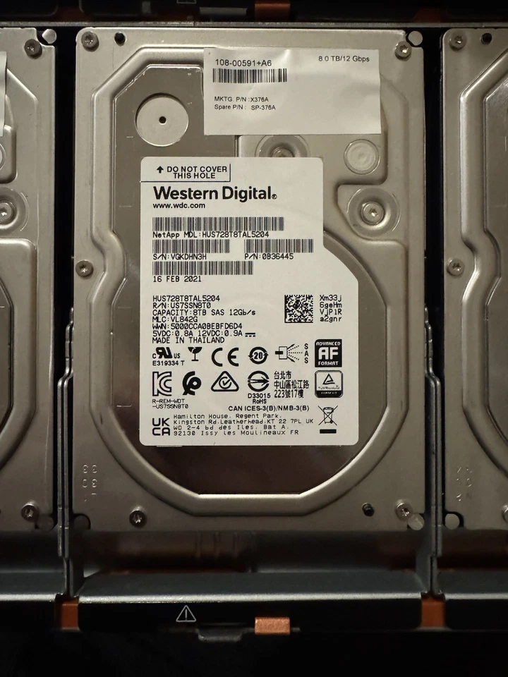 NetApp  108-00591 8TB 7.2k 12G SAS Hard Disk Drive  FRU: X376A, SP-376A - Image 2 of 2