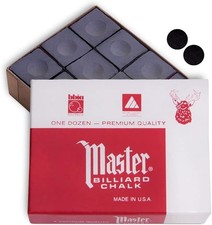 Master Billiard Pool Cue Chalk Premium Quality - 1 Dozen - Made in Charcoal