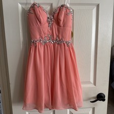NWT Windsor Peach Strapless Short Prom Homecoming Formal Dress $74 size 5 NEW